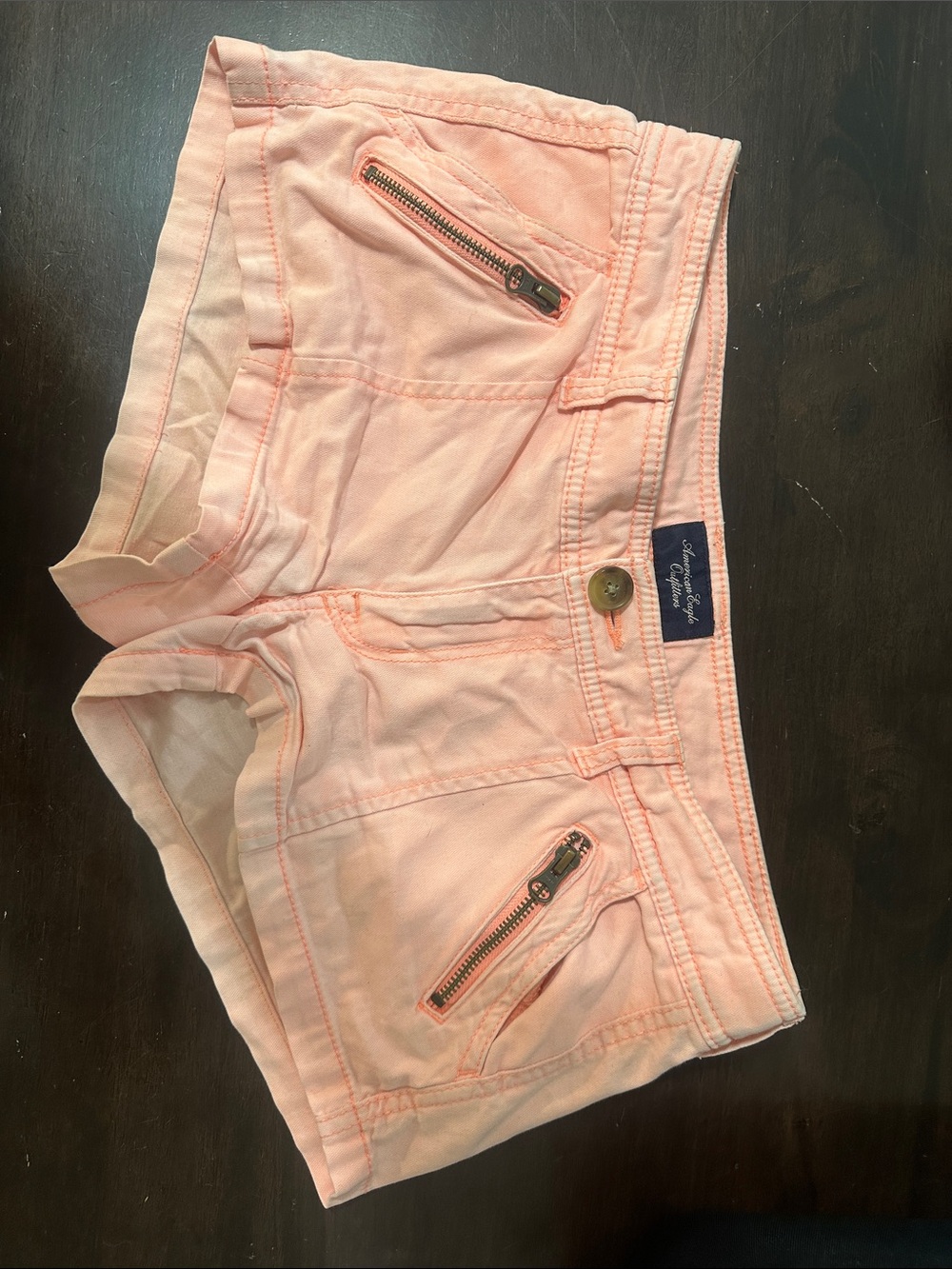 American Eagle Outfitters Peach High-Waist Denim Shorts